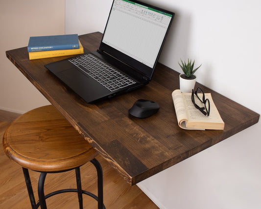 Solid Wood Floating Desk, Wall Mounted Desk, Wall Han ging Desk, Laptop Desk, Study Table, Work From Home, Fold Down Desk, Murphy Desk