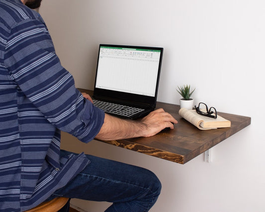 Solid Wood Floating Desk, Wall Mounted Desk, Wall Han ging Desk, Laptop Desk, Study Table, Work From Home, Fold Down Desk, Murphy Desk