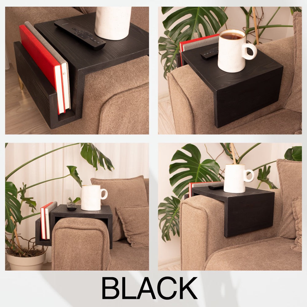 Sofa Arm Rest Table with Magazine Stand, Modern Wood Armrest Table, Sofa Arm Tray Table, Handmade Couch Tray, Custom Wood Sofa Arm Table